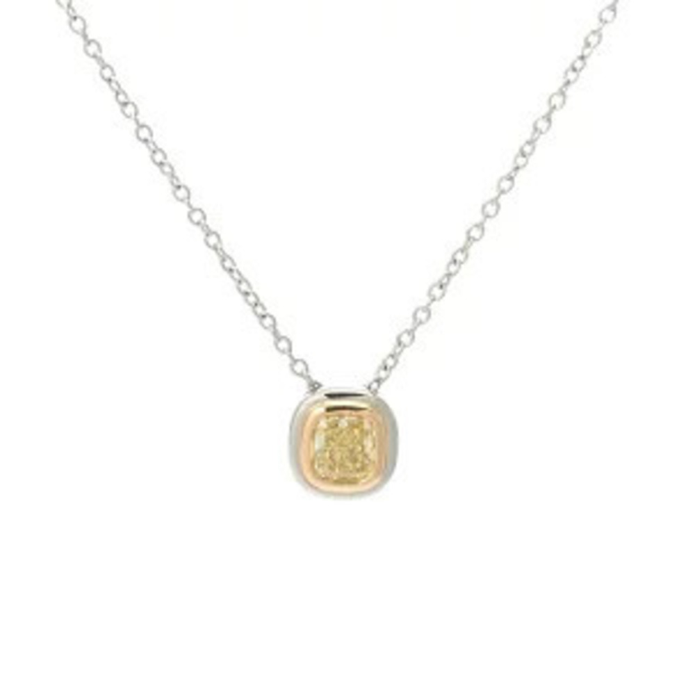 Tiffany Co Pizette Necklace Platinum Yellow Gold YG Diamond